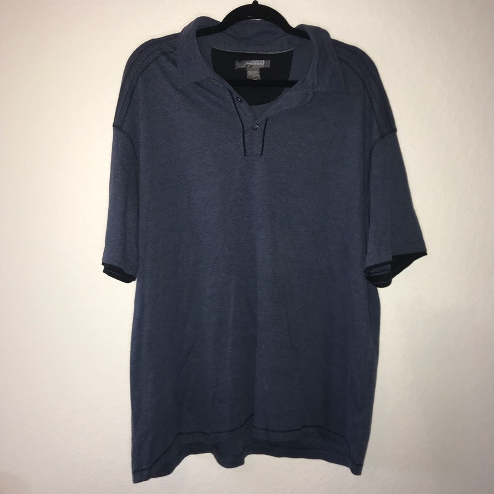 Method Polo Shirt Men’s Blue Golf Collared Top Sz XXL GUC Micro Striped